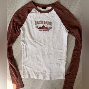 Colorado Graphic Raglan Long Sleeve Tee - Cream & Rust